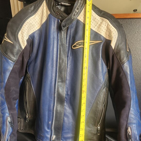 Alpinestars Leather Motorcycle Jacket US 42  - Blue/Black/White Sport Riding - Picture 8 of 12